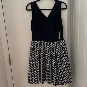 Karl Lagerfeld Navy Blue and white polka dot dress
